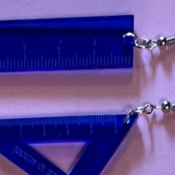 DEEP blue Rulers that are transparent earrings - Picture 3 of 4